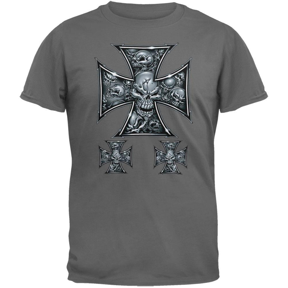 Lethal Threat - Iron Cross T-Shirt Men's T-Shirts Old Glory 2XL Grey 