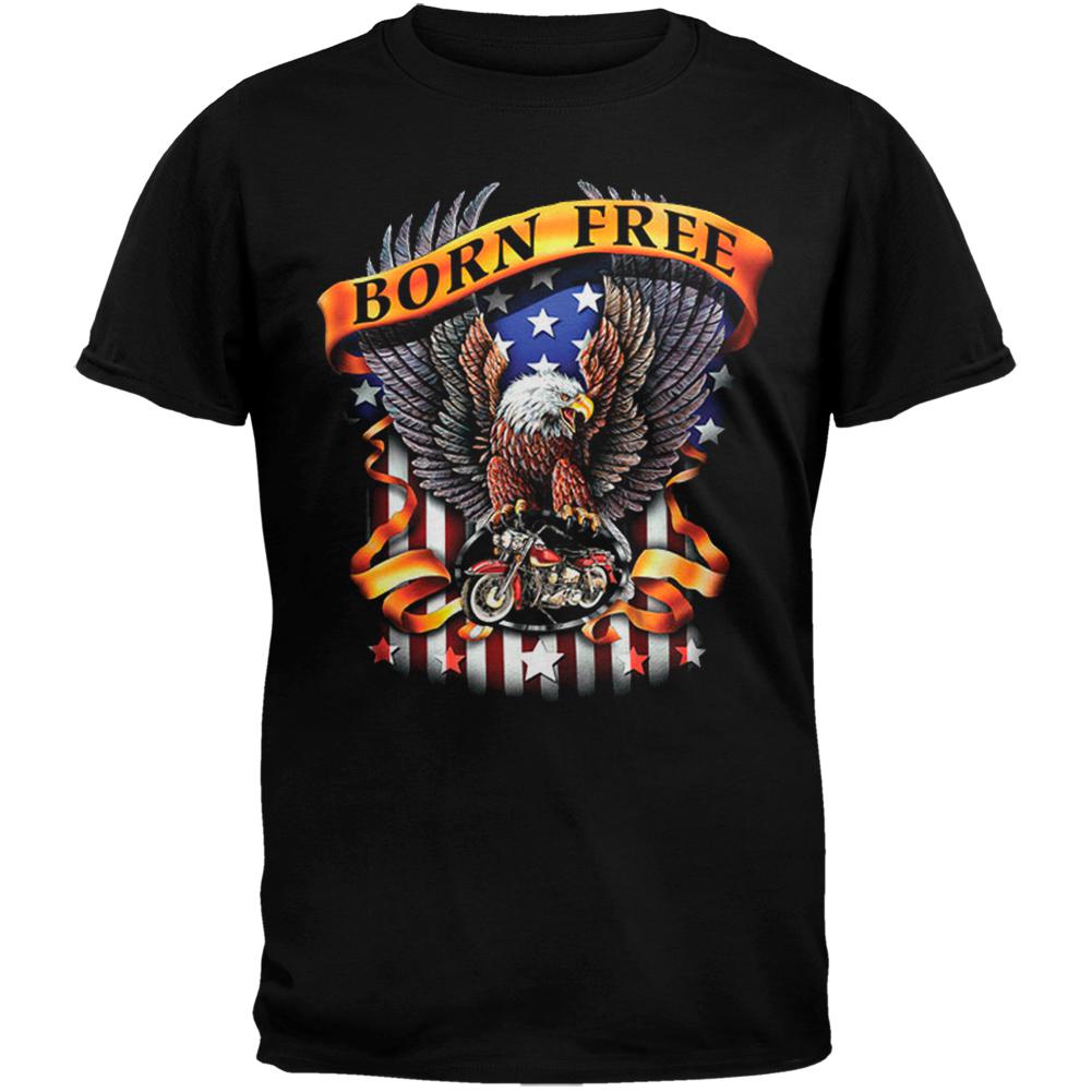 Born Free Eagle Black T-Shirt Men's T-Shirts Old Glory 2XL Black 