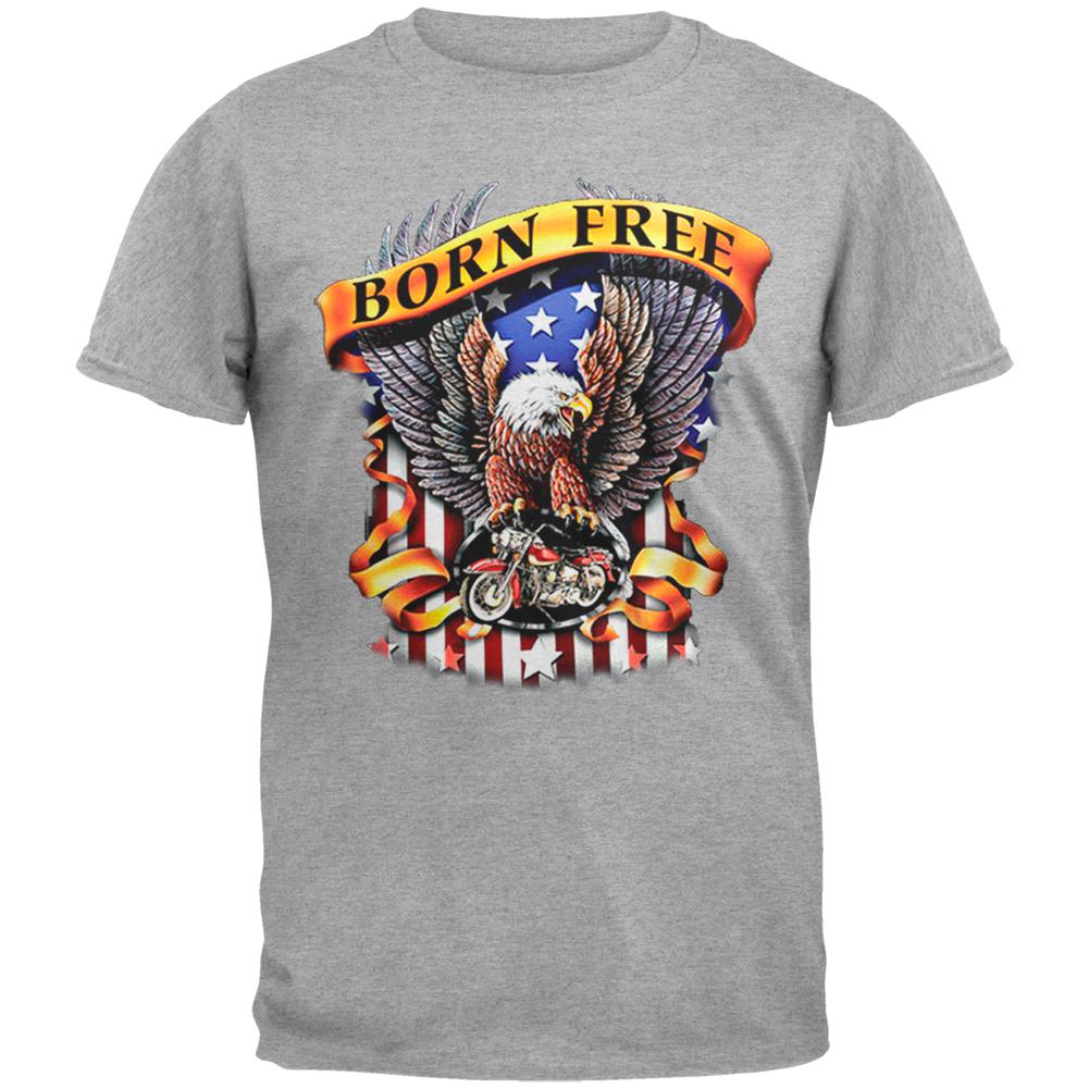 Born Free Eagle T-Shirt Men's T-Shirts Old Glory 2XL Grey 