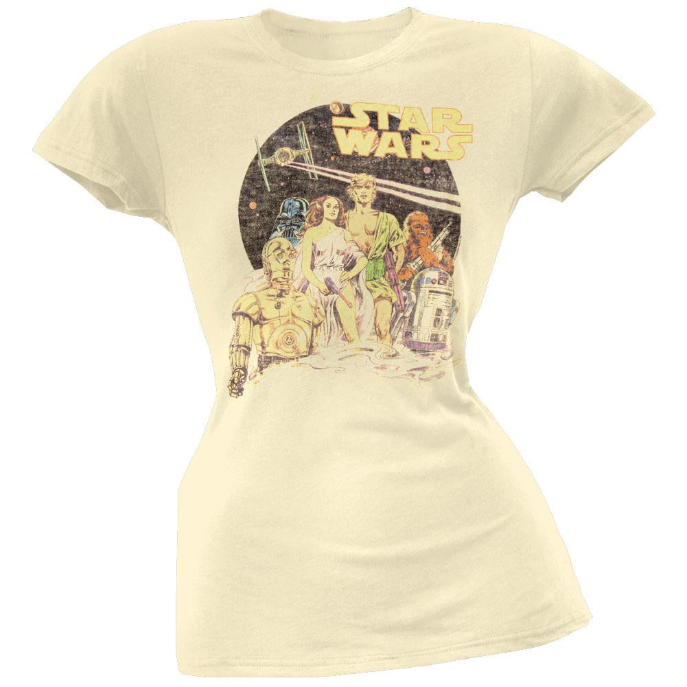 Star Wars - Comic Character Mash Up Juniors T-Shirt Juniors T-Shirts Star Wars LG Off-White 