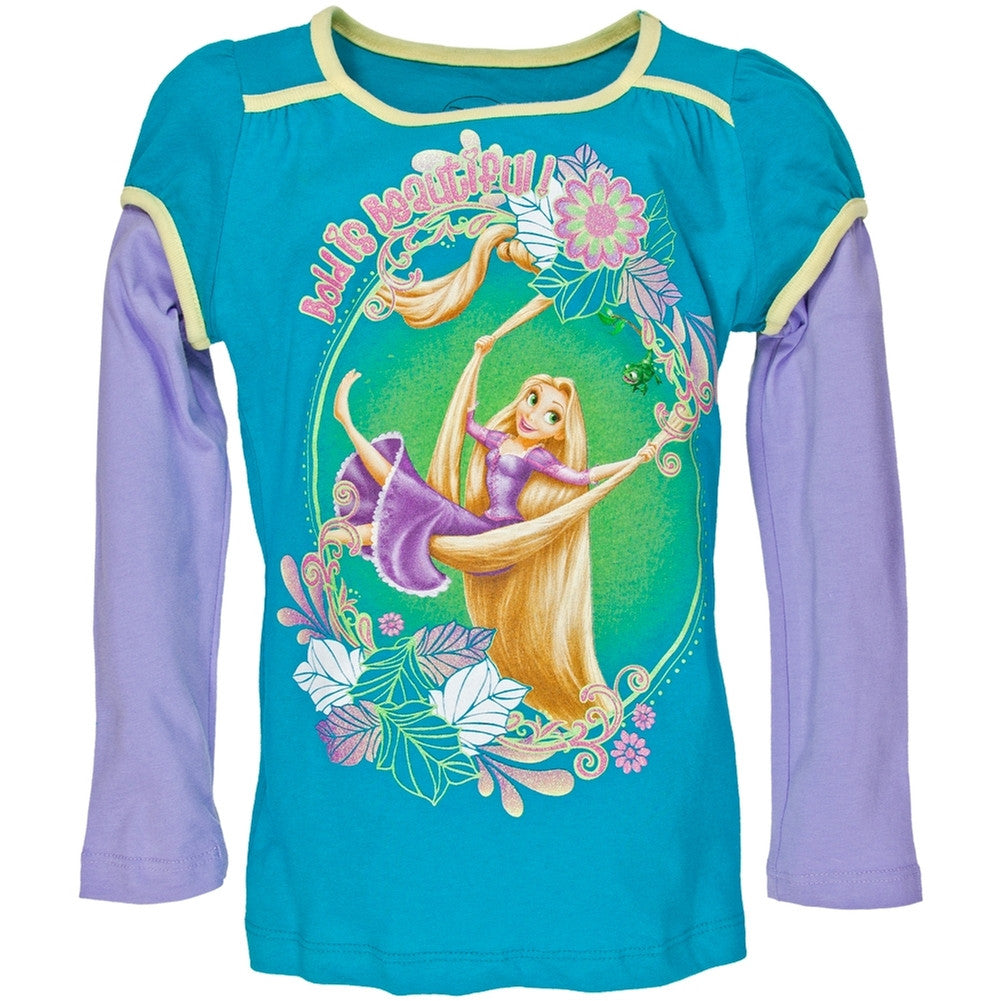 Tangled - Bold is Beautiful Girls Juvy 2fer Long Sleeve T-Shirt Juvenile Long Sleeves Tangled J6X Blue