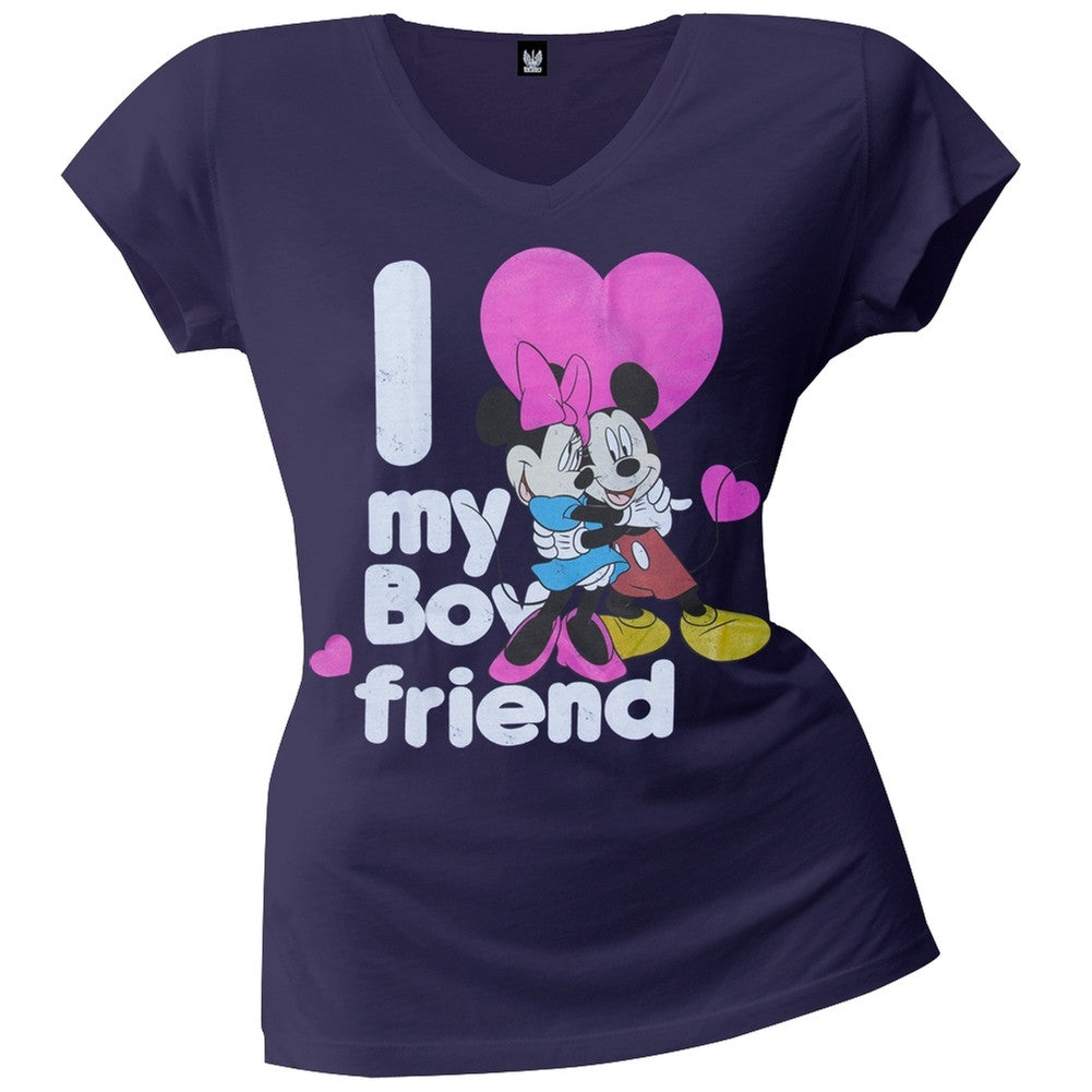 Minnie Mouse - I Luv My Boyfriend Juniors T-Shirt Juniors T-Shirts Minnie Mouse MD Purple 