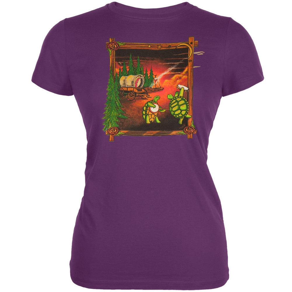 Grateful Dead - Covered Wagon Eggplant Juniors T-Shirt Juniors T-Shirts Grateful Dead SM Purple 