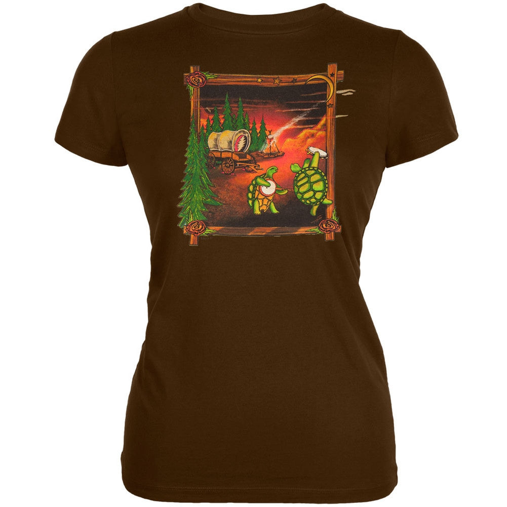 Grateful Dead - Covered Wagon Chocolate Juniors T-Shirt Juniors T-Shirts Grateful Dead SM Brown 