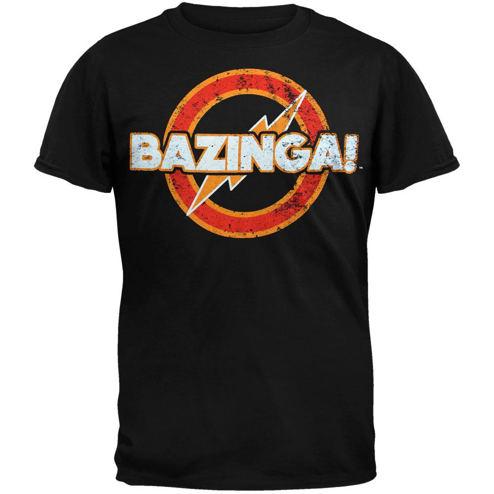 Big Bang Theory - Distressed Circle Bazinga T-Shirt Men's T-Shirts Big Bang Theory SM Black 