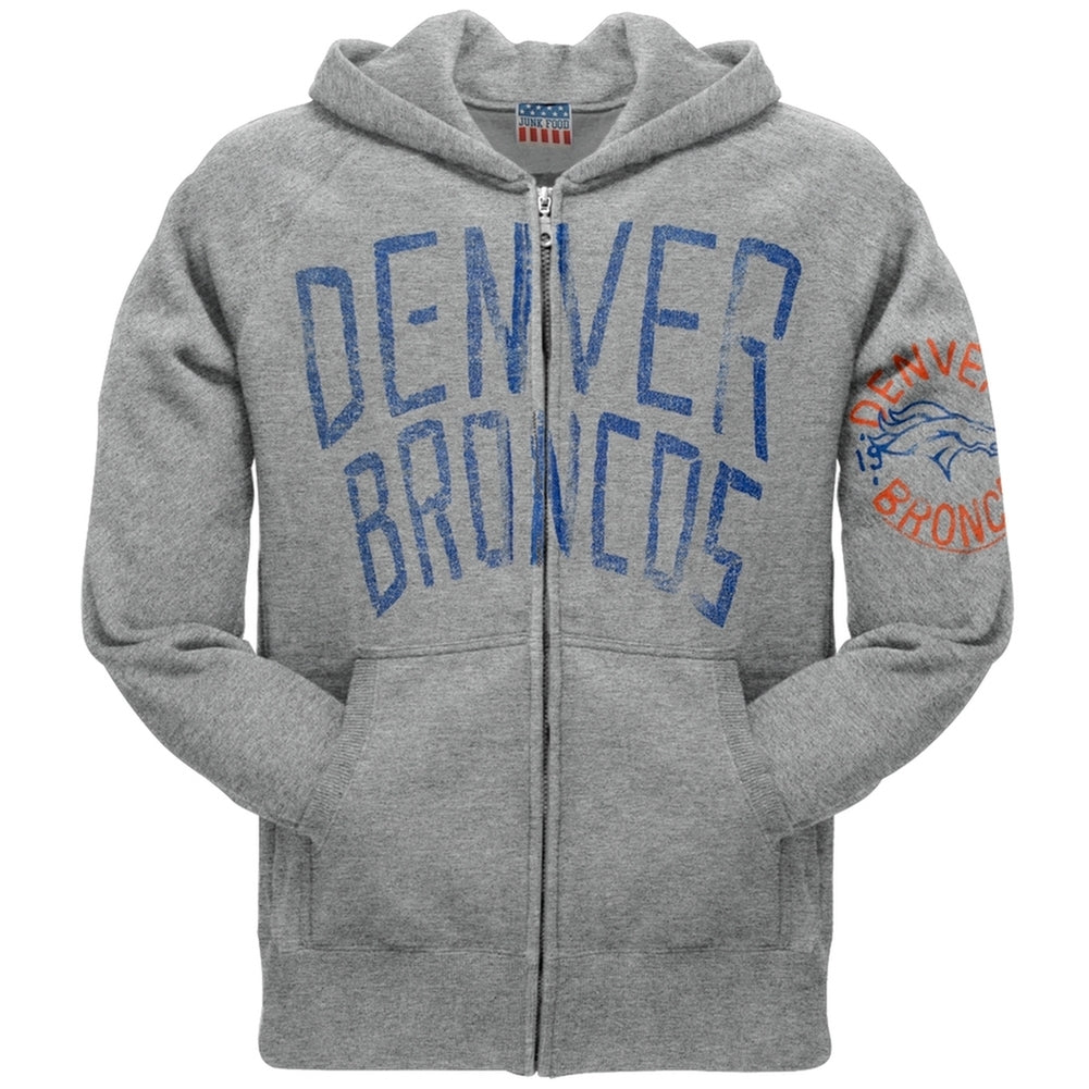 Denver Broncos - Sunday Zip Grey Hoodie Men's Hoodies Denver Broncos SM Grey 