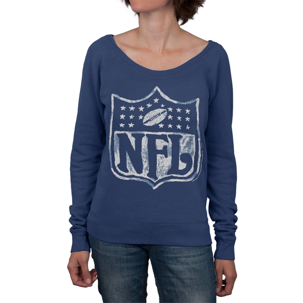 NFL - Logo Off-Shoulder Juniors Sweatshirt Juniors Sweatshirts National Football League LG Blue 