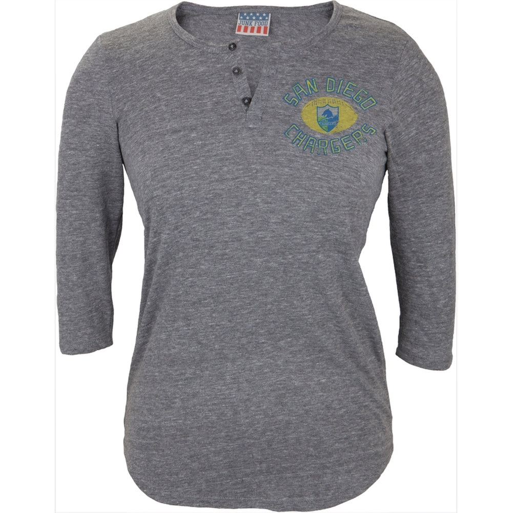 San Diego Chargers - Half Time Juniors Henley Juniors Henleys San Diego Chargers SM Grey