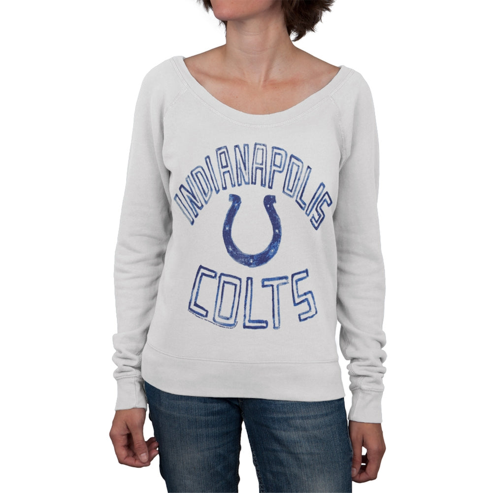 Indianapolis Colts - Logo Off-Shoulder Juniors Sweatshirt Juniors Sweatshirts Indianapolis Colts LG White 