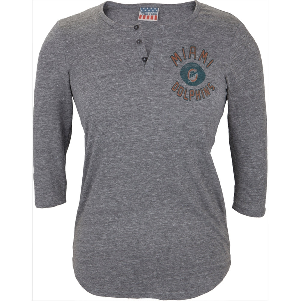 Miami Dolphins - Half Time Juniors Henley Juniors Henleys Miami Dolphins LG Grey 