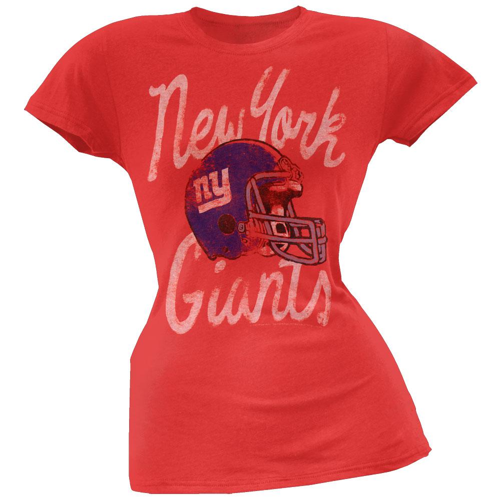 New York Giants - Kick Off Juniors Distressed Red T-Shirt Juniors T-Shirts New York Giants LG Red 