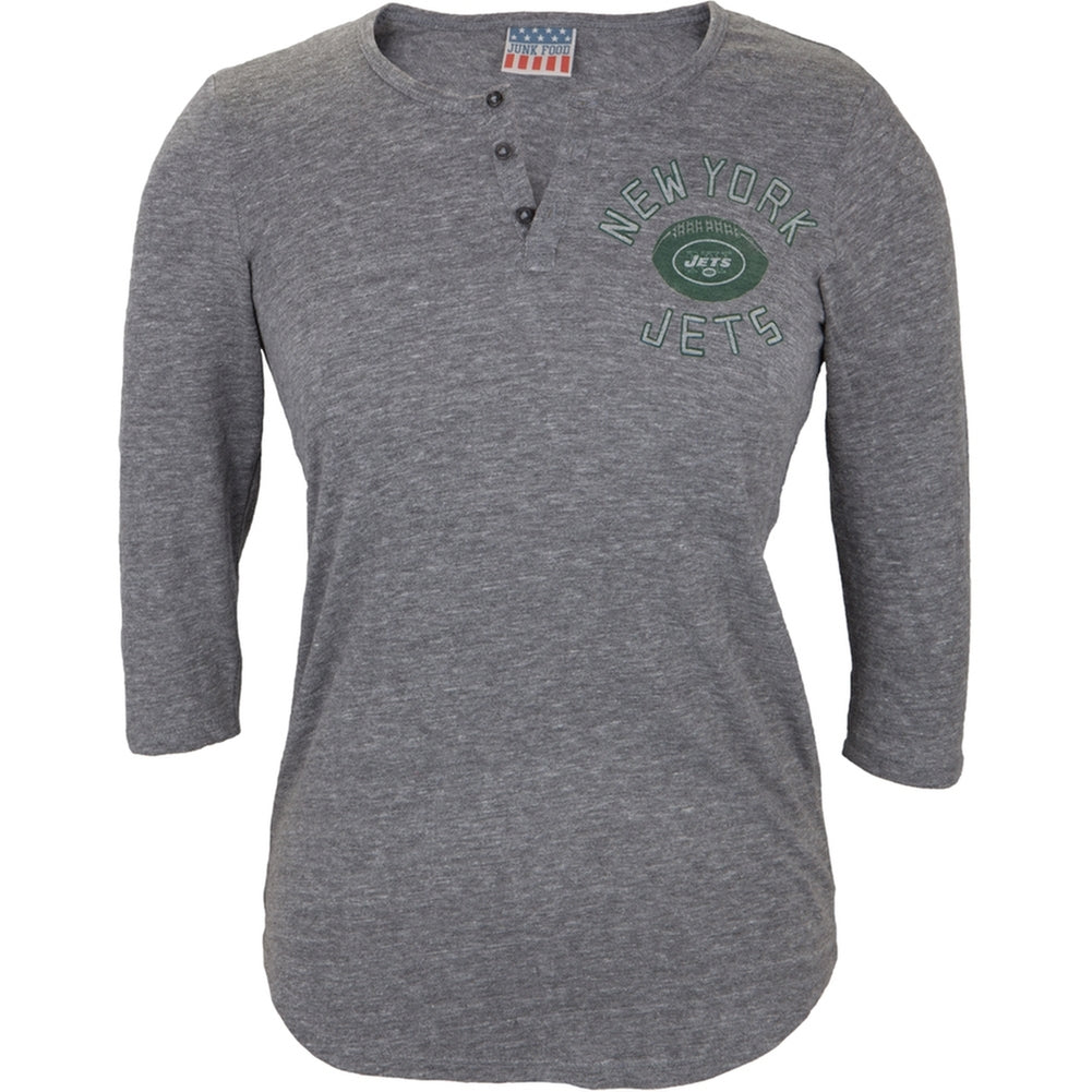 New York Jets - Half Time Juniors Henley Juniors Henleys New York Jets LG Grey 