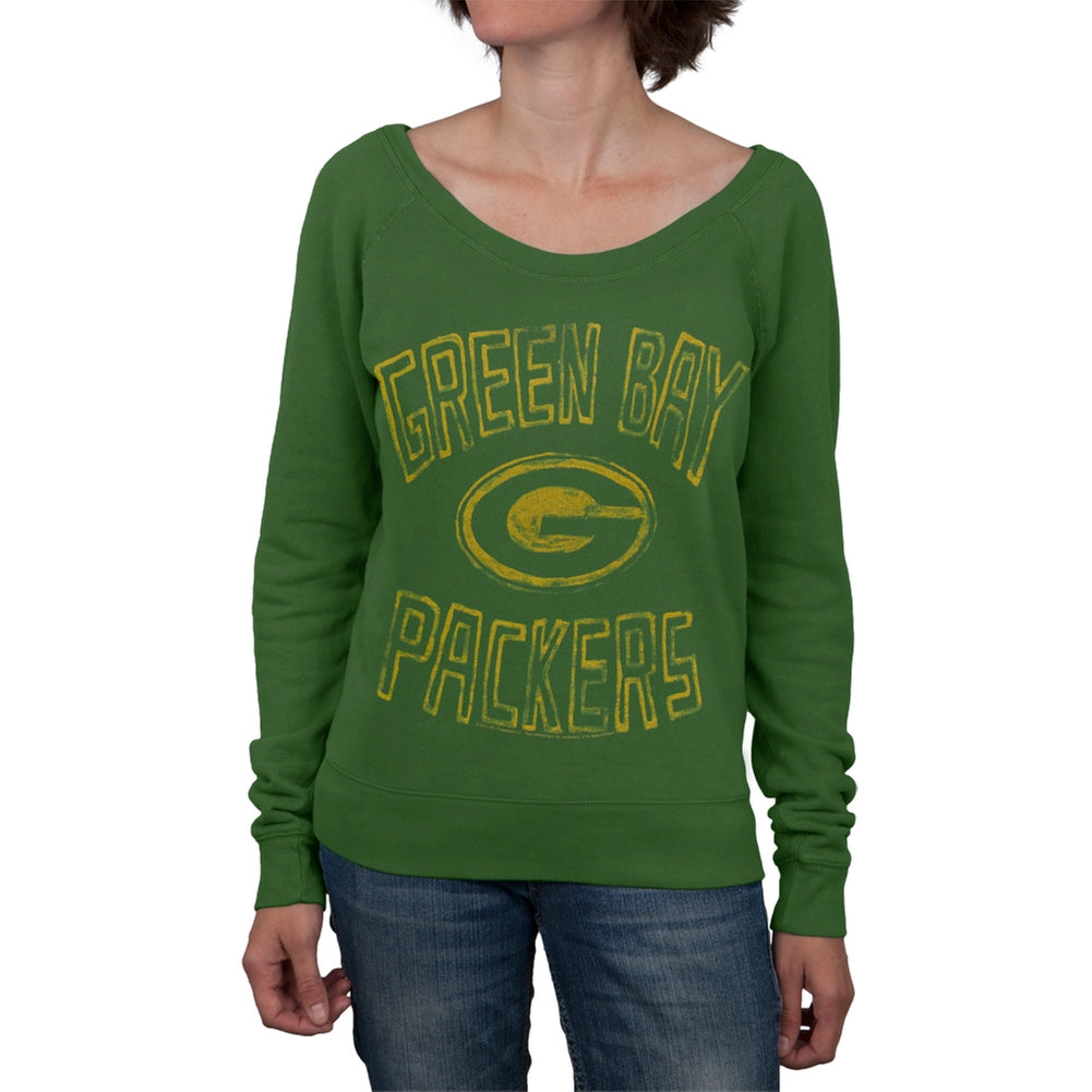 Green Bay Packers - Logo Off Shoulder Juniors Sweatshirt Juniors Sweatshirts Green Bay Packers SM Green