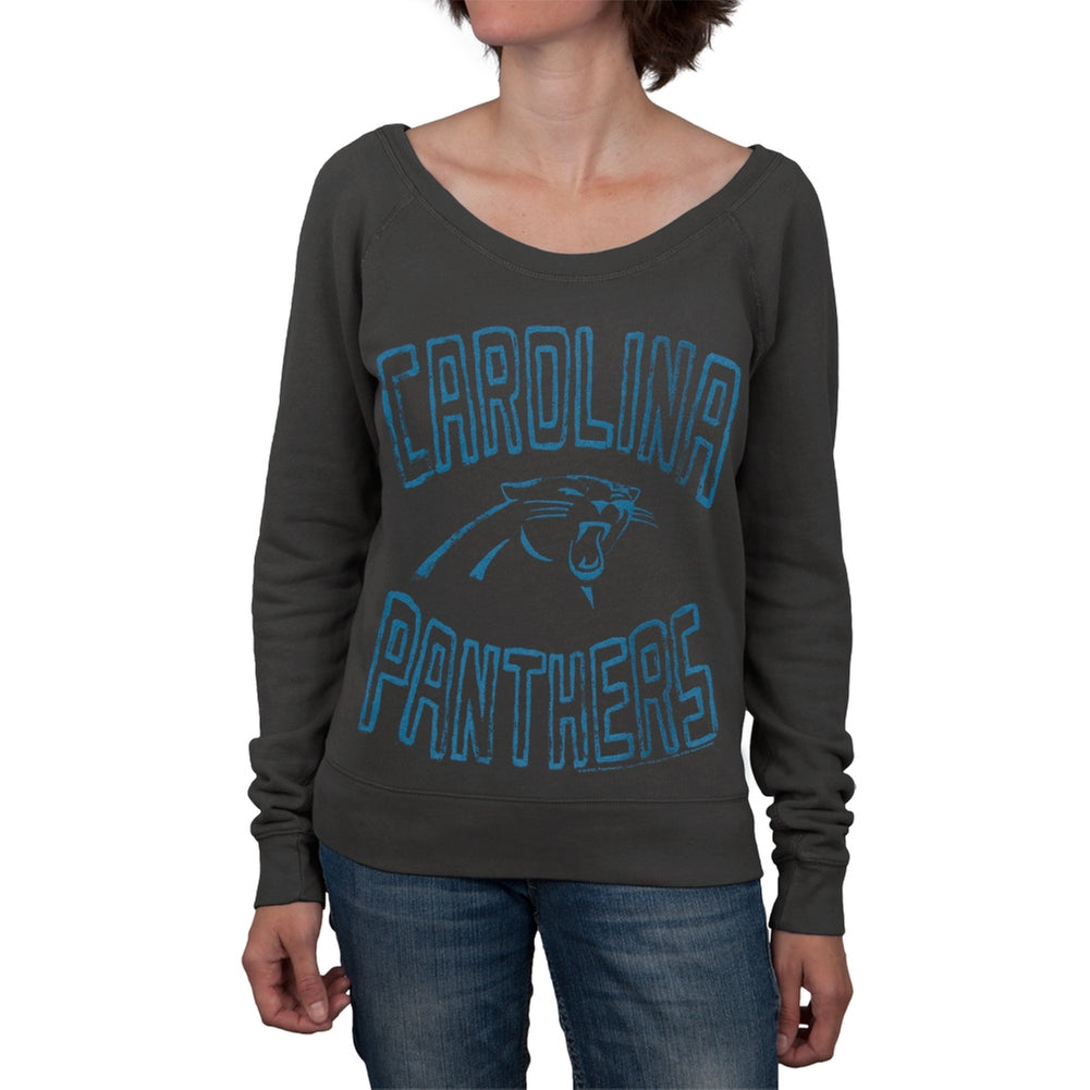 Carolina Panthers - Logo Off Shoulder Juniors Sweatshirt Juniors Sweatshirts Carolina Panthers SM Black 