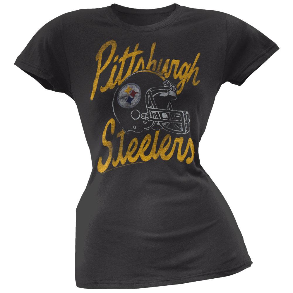 Pittsburgh Steelers - Kick Off Black Juniors T-Shirt Juniors T-Shirts Pittsburgh Steelers LG Black 