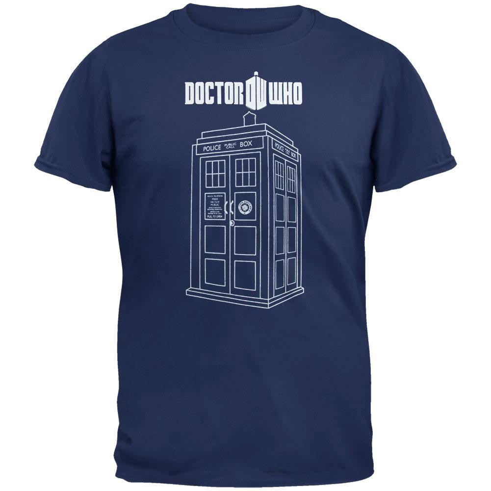 Doctor Who - Linear Tardis Navy Adult T-Shirt Men's T-Shirts Doctor Who SM Blue 