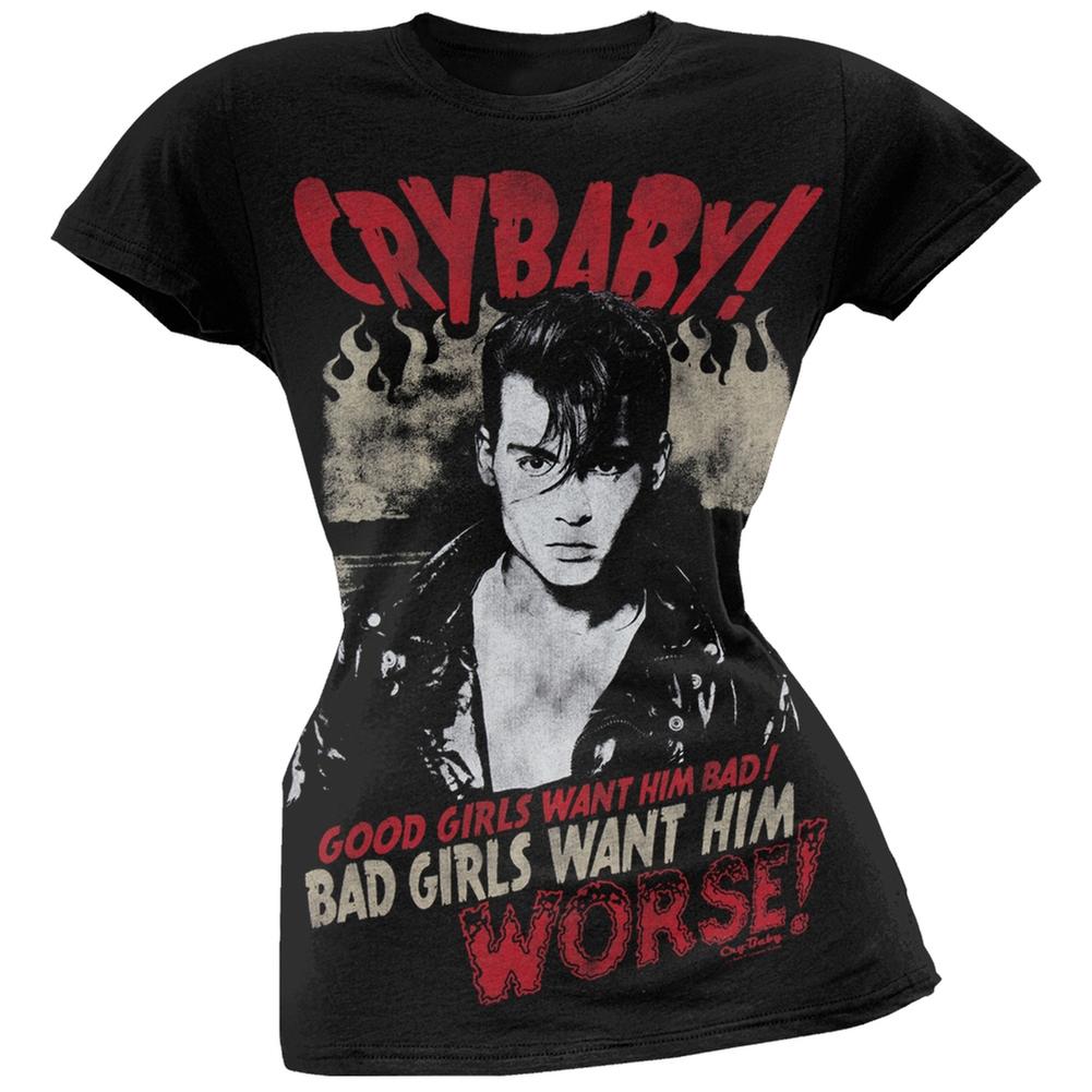 Cry-Baby - Bad Girls Want Him Juniors T-Shirt Juniors T-Shirts Cry Baby   