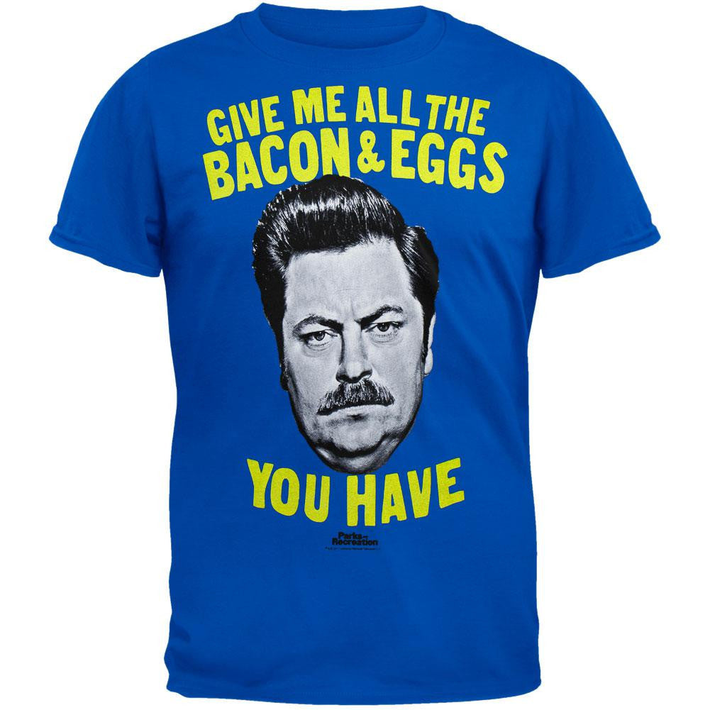 Parks and Recreation - Bacon And Eggs Soft T-Shirt Men's T-Shirts Parks and Recreation 2XL Blue 