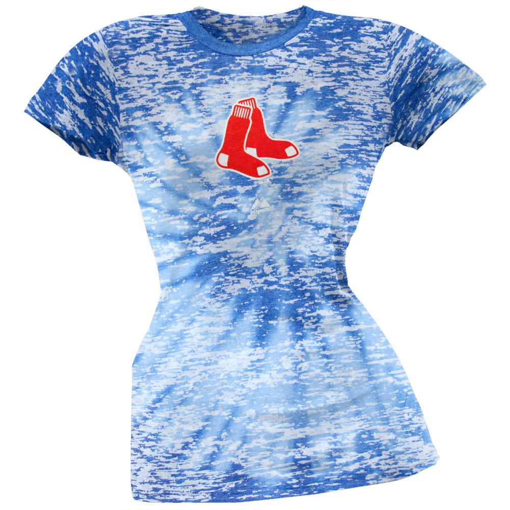 Boston Red Sox - Logo Burnout Tie Dye Juniors T-Shirt Juniors T-Shirts Boston Red Sox LG Multi 