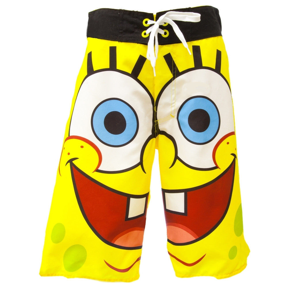 Spongebob Squarepants - Big Face Board Shorts Men's Swim Trunks & Board Shorts Spongebob Squarepants 28 Yellow 