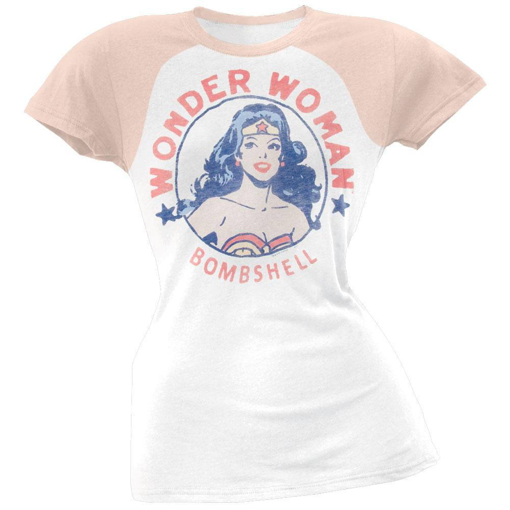 Wonder Woman - Bombshell Juniors T-Shirt Juniors T-Shirts Wonder Woman MD White 