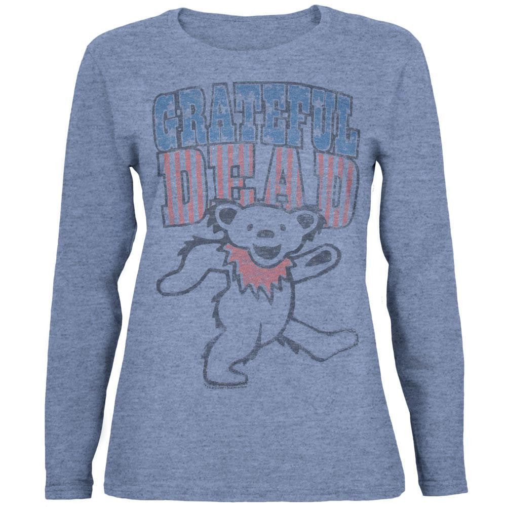 Grateful Dead - Dancing Bear Juniors Long Sleeve T-Shirt Juniors Long Sleeves Grateful Dead LG Blue 