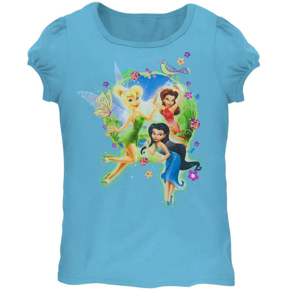 Disney Fairies - Circle Scene Girls Juvy T-Shirt Juvenile T-Shirts Disney Fairies J4 Blue 