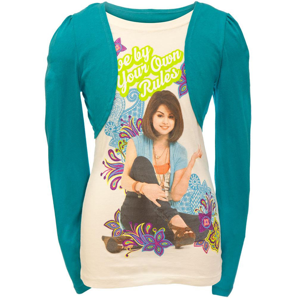 Wizards Of Waverly Place - Bohemian Garden Girls Youth 2fer Long Sleeve T-Shirt Youth Long Sleeves Wizards of Waverly Place SM White 