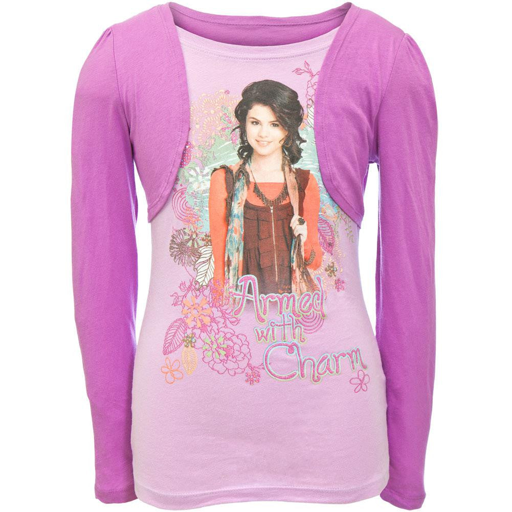 Wizards Of Waverly Place - Charm Girls Youth 2fer Long Sleeve T-Shirt Youth Long Sleeves Wizards of Waverly Place SM Purple