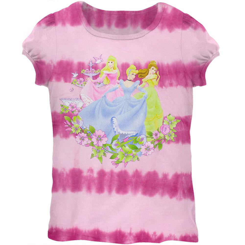 Disney Princesses - Garden Pink Tie Dye Girls Juvy T-Shirt Juvenile T-Shirts Disney Princesses J4 Pink 