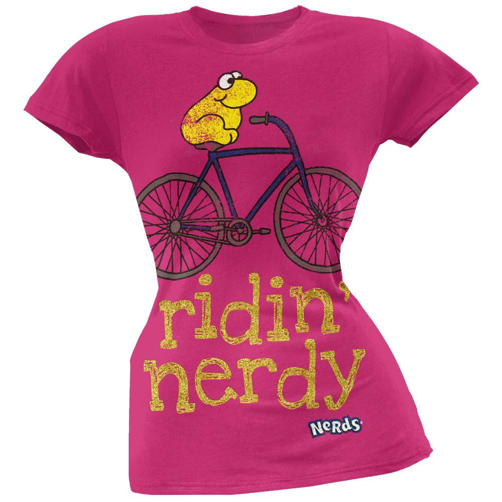 Nerds Candy - Ridin' Nerdy Juniors Hot Pink T-Shirt Juniors T-Shirts Nerds SM Hot Pink 