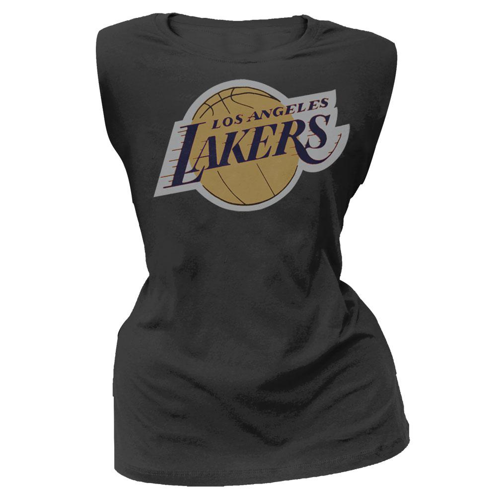 Los Angeles Lakers - Logo Black Juniors T-Shirt Juniors T-Shirts Los Angeles Lakers MD Black 