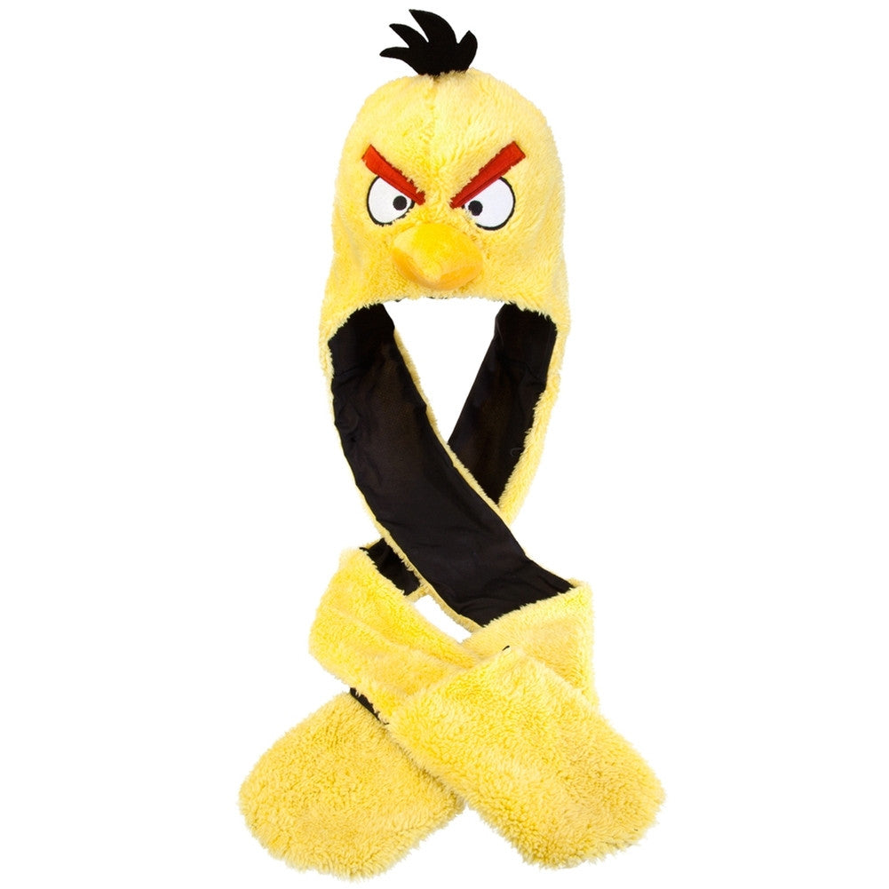 Angry Birds - Yellow Bird Adult Plush Hat With Attached Mittens Peruvian Knit Hats Old Glory OS Yellow 
