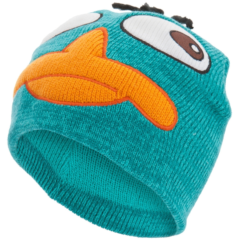 Phineas And Ferb - Perry Crazy Eyes Beanie Knit Hats Old Glory OS Green 