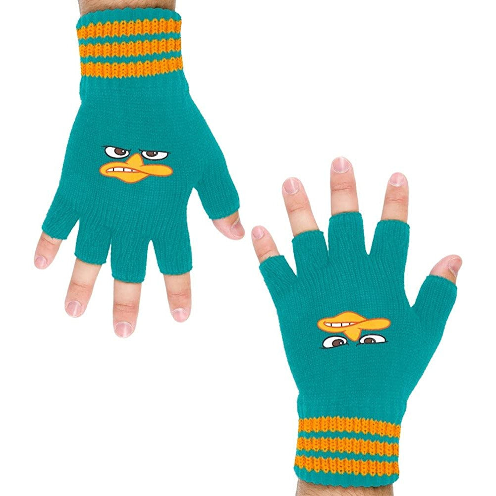 Phineas & Ferb - Perry Face Knit Fingerless Gloves Gloves Old Glory   