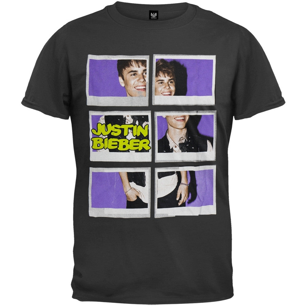 Justin Bieber - Polaroid Puzzle Soft T-Shirt Men's T-Shirts Justin Bieber LG Black