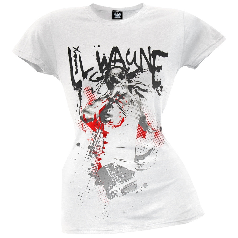 Lil Wayne - Performing Juniors T-Shirt Juniors T-Shirts Lil Wayne XS White