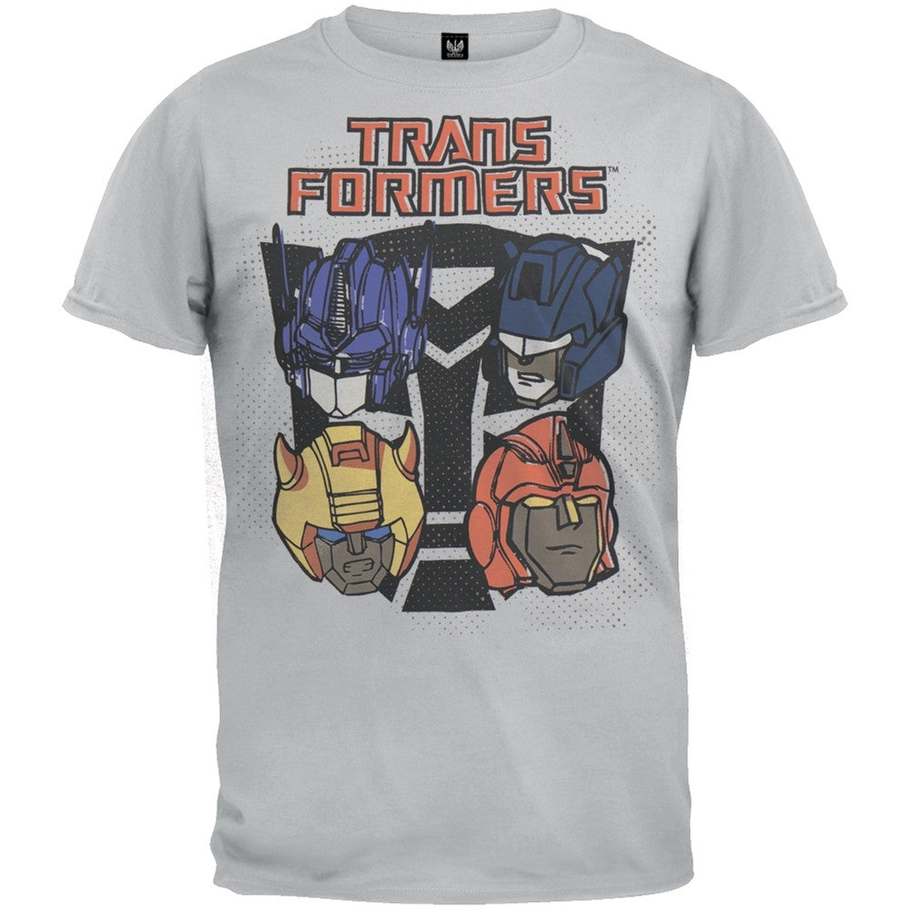 Transformers - Autobot Heads Logo T-Shirt Men's T-Shirts Transformers SM Grey 