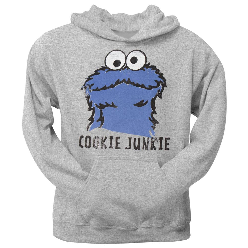 Sesame Street - Cookie Junkie Pullover Hoodie Men's Hoodies Sesame Street SM Grey 