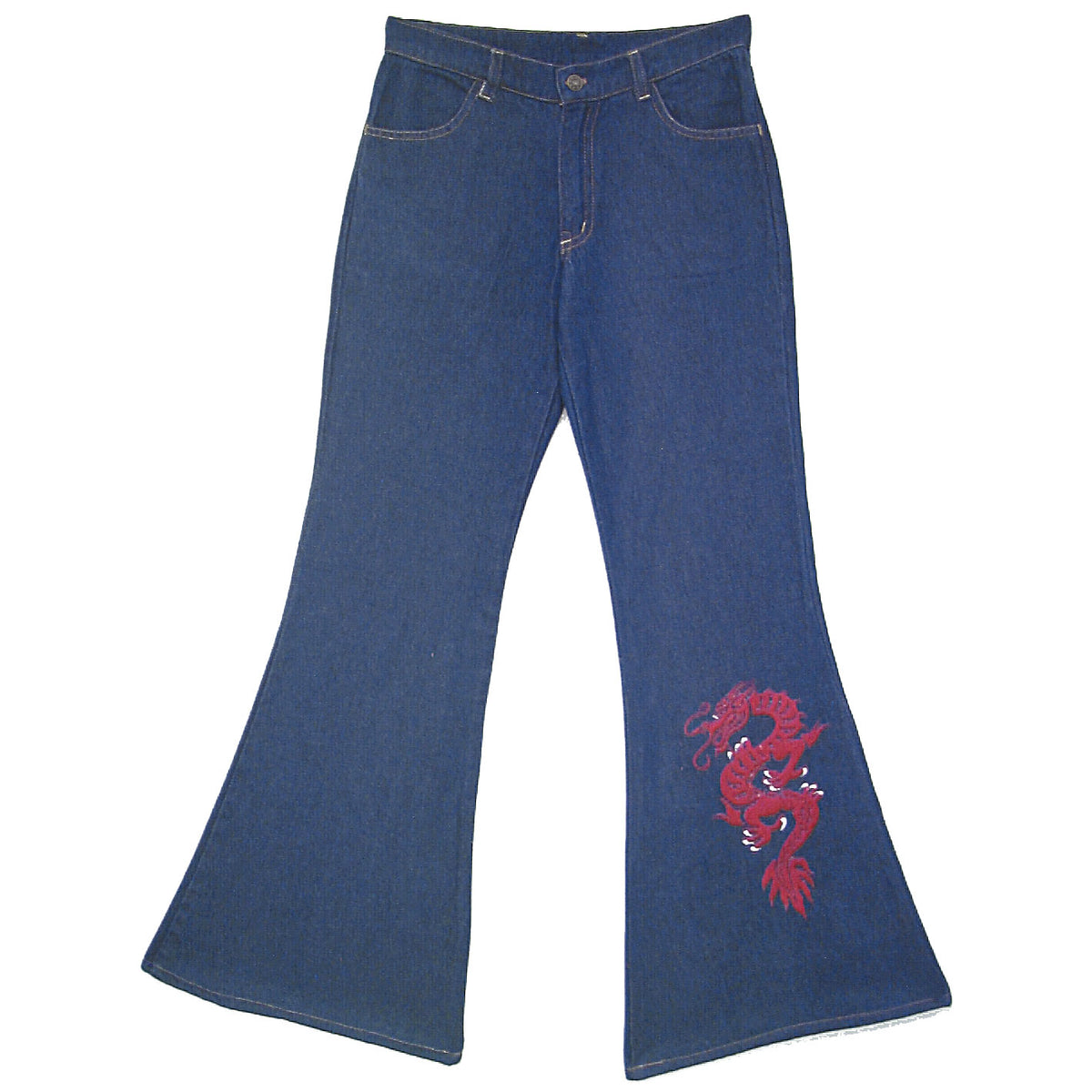 Embroidered Dragon - Bell Bottom Juniors Jeans Juniors Pants Old Glory   