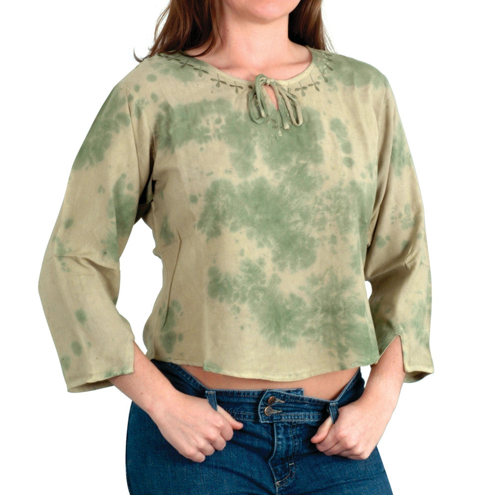 Green Embroidered Blouse Women's Blouses Old Glory   
