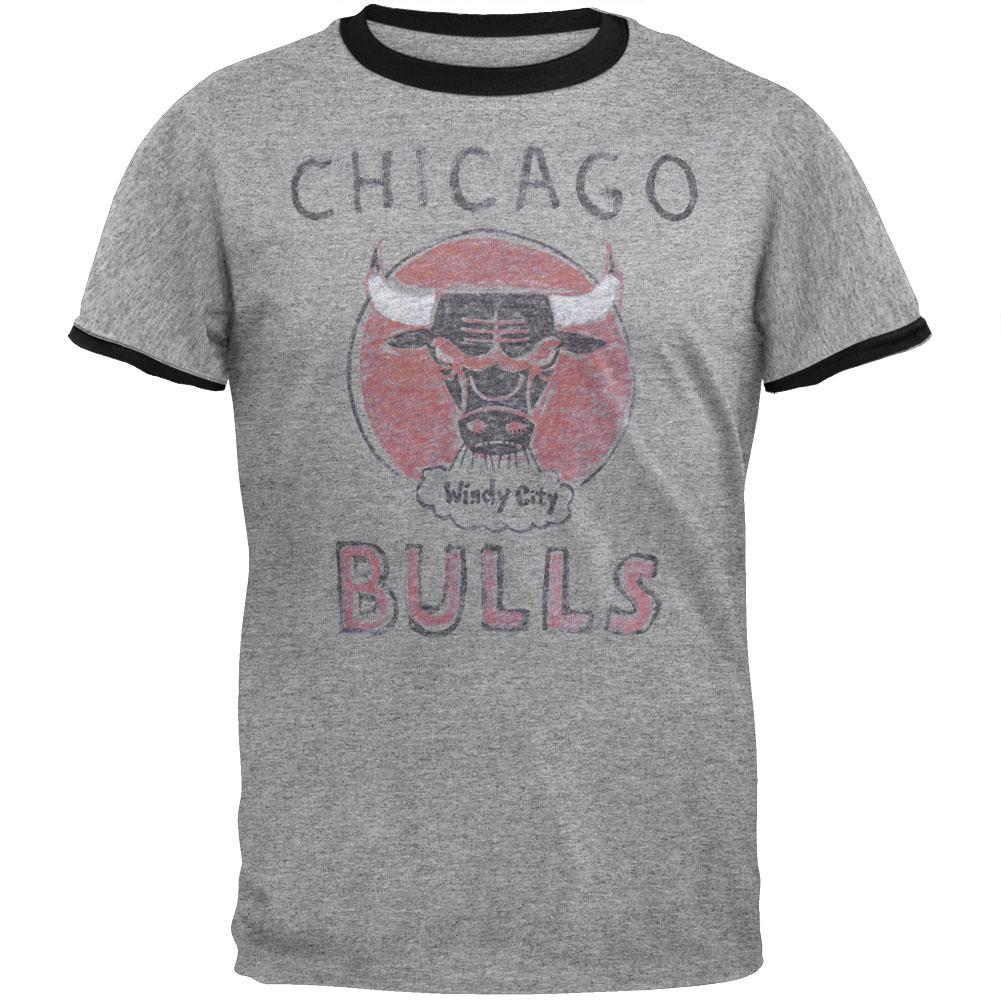 Chicago Bulls - Windy City Logo Soft Ringer T-Shirt Men's T-Shirts Chicago Bulls 2XL Grey 