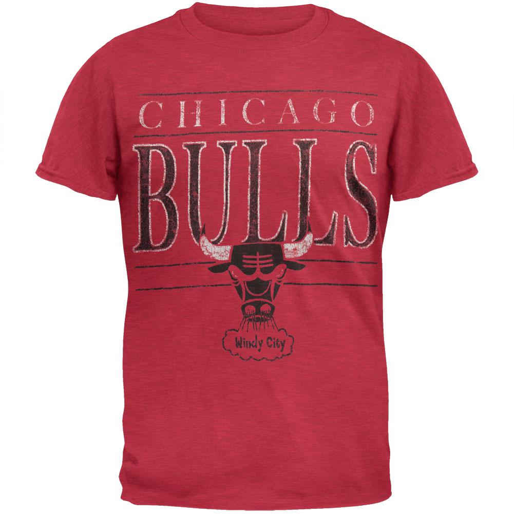 Chicago Bulls - Distressed Windy City Logo T-Shirt Men's T-Shirts Chicago Bulls 2XL Red 