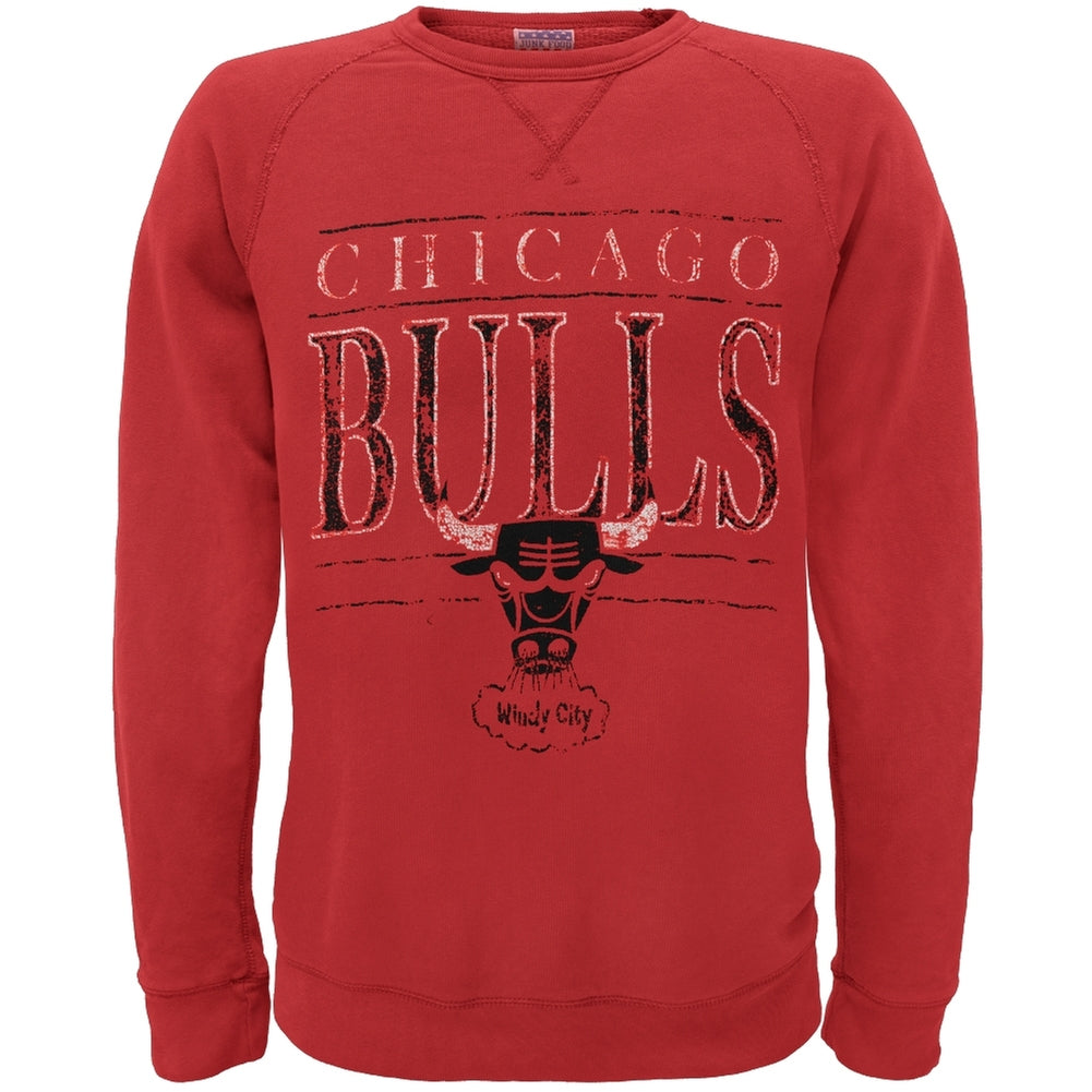 Chicago Bulls - Distressed Windy City Logo Crew Neck Sweatshirt Men's Sweatshirts Chicago Bulls 2XL Red 