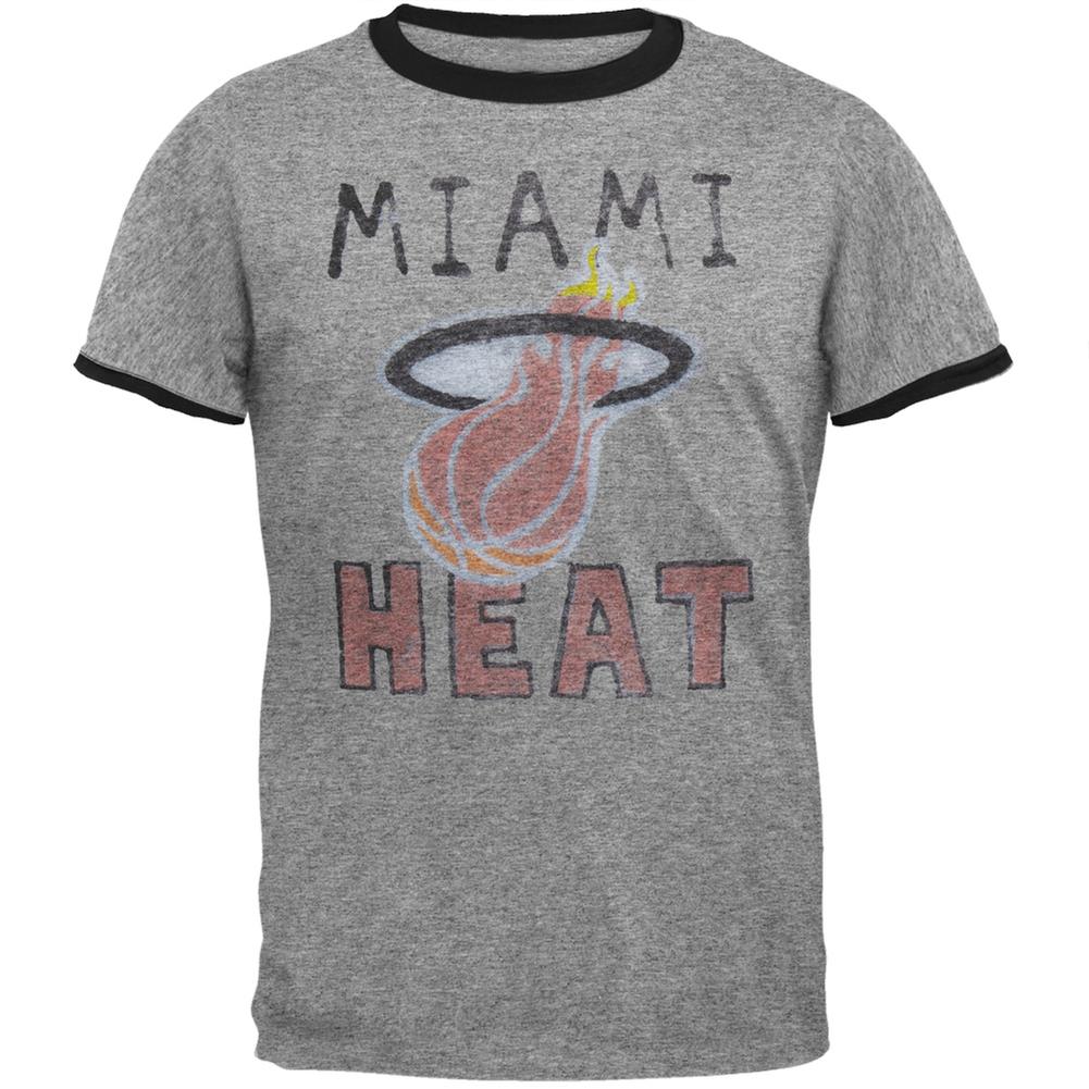 Miami Heat - Hoop Logo Soft Ringer T-Shirt Men's T-Shirts NBA Playoffs 2XL Grey 