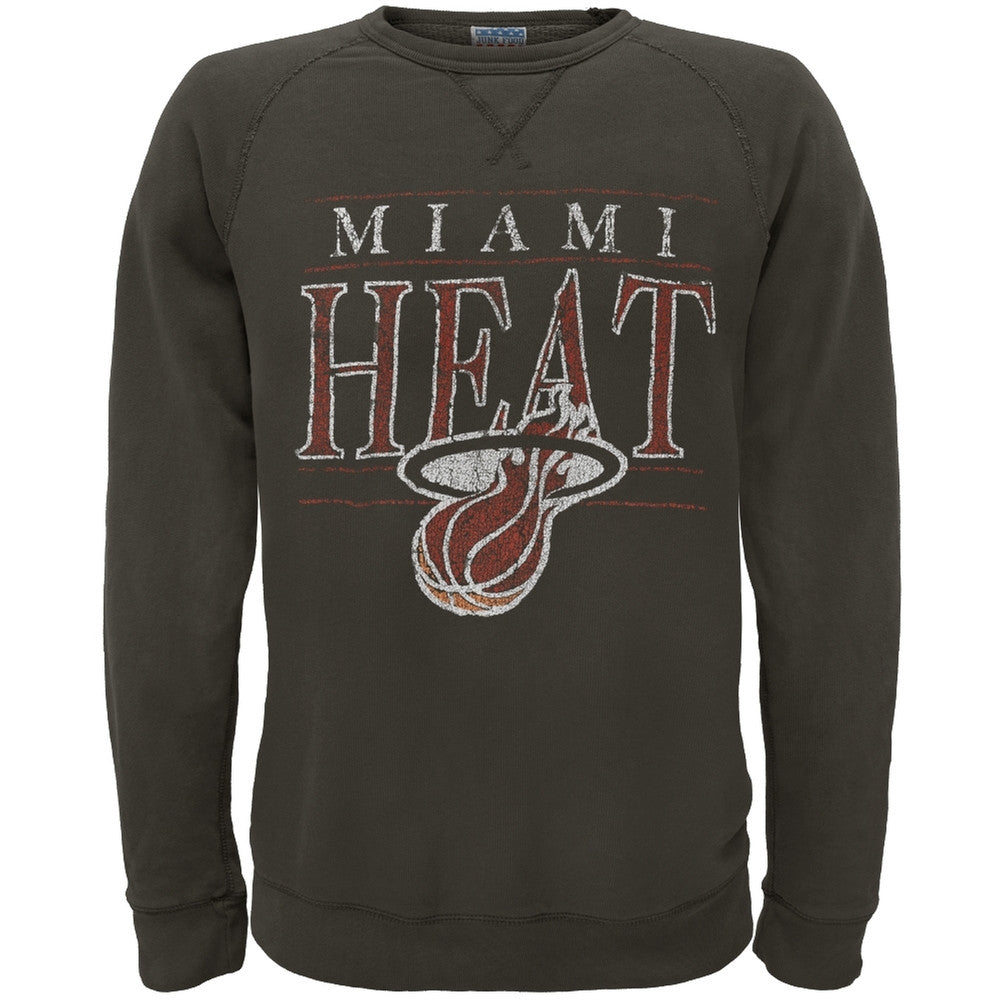 Miami Heat - Distressed Hoop Logo Crew Neck Sweatshirt Men's Sweatshirts NBA Playoffs 2XL Black