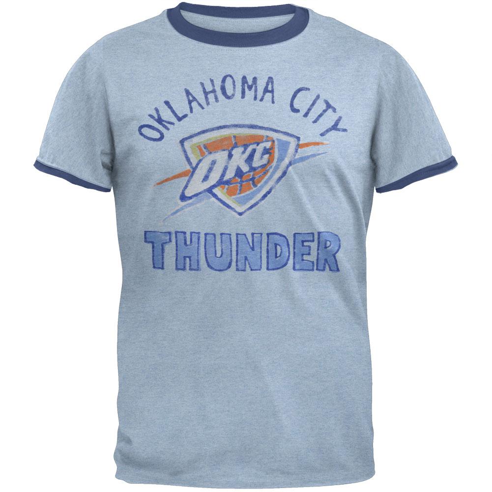 Oklahoma City Thunder - Classic Logo Soft Ringer T-Shirt Men's T-Shirts Oklahoma City Thunder 2XL Blue 