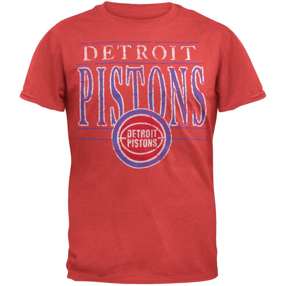 Detroit Pistons - Crackle Classic Logo Soft T-Shirt Men's T-Shirts Detroit Pistons 2XL Red 