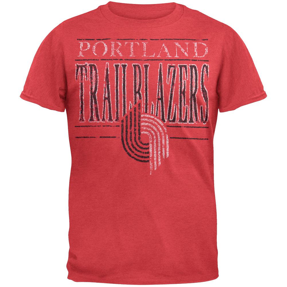 Portland Trail Blazers - Crackle Classic Logo Soft T-Shirt Men's T-Shirts NBA Playoffs 2XL Red 