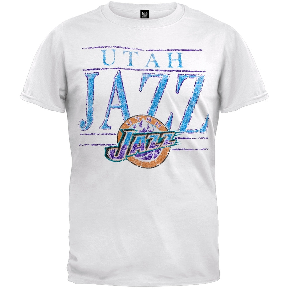 Utah Jazz - Crackle Classic Logo Soft T-Shirt Men's T-Shirts Utah Jazz 2XL White 